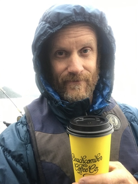 Drinking good coffee on the boat .. Howe sound  March 2019