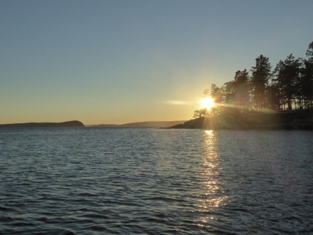 Sun setting, looking towards East Sound entrance