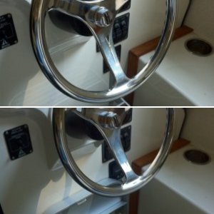 New wheel and helm step. I really like the wheel but the helm step is probably even a better addition. It makes it a lot more comfortable cruising long distances and is also nice when a youngster gets to drive the boat. Both are SIMPLE installs.