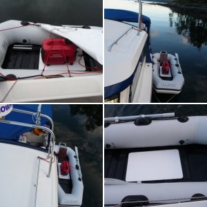 1. I put this 1/4" sheet of plastic down to protect the bottom of the boat while the generator is running and give a more stable base for the 1000 watt Honda Generator to sit on and also protect the bottom of the boat.