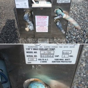 Seward water heater label
