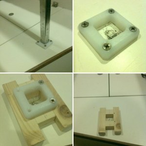 Table leg support (keeps leg from getting pushed out of factory support hole).
