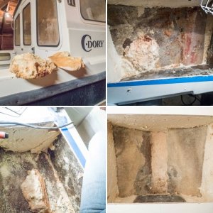 My boat had no inspection hole and no obvious hole of any kind where foam could have been injected. I decided to drill an inspection hole to see what was in there.