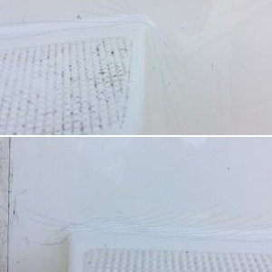 Spider cracks on starboard side of cockpit