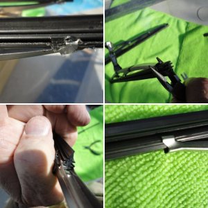 Old bad wiper blade in holder