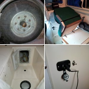 hatches, fuel fills, rod holders, downriggers back cut, filled with epoxy and glassed