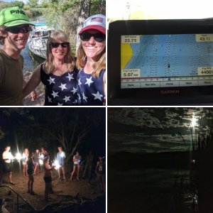 Spent a couple of nights at our local pond (Pondagonia, as we so loving call it). Got 2 boat-in camp sites and shuttled about 20 people, and their gear, to the sites for 4th of July weekend. It was HOT and buggy but we all survived.