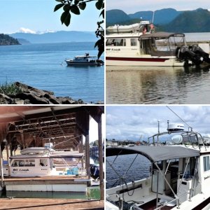 Using fishing pole mounts for custom stern Line roller allows you to store roller out of the way when not fishing