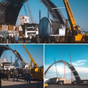 June 1966 - NAS So Weymouth, Mass Blimp Hanger dismantling viewed before collapse -4