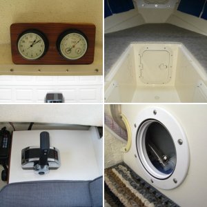 helm - Garmin 498, Ritchie Explorer compass, Xantrex Link 10 house battery monitor, Northstar fuel flow meter, water pressure, volts, trim, tachometer, indoor-outdoor thermometer, Lenco trim tab controller