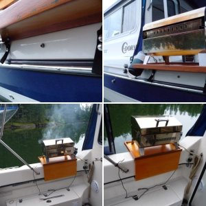 1. Bar-B-Q Bracket.
-Mahagony, Teak, and 1/2" Birch Plywood.