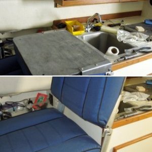 Had the helm seat reupholstered with high density foam.  $$$