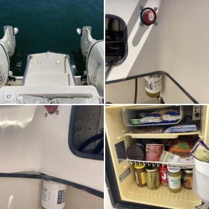 SIMRAD w/ suzuki's - engines last serviced at 300hrs 
JUST out of view - Fusion Stereo w/2 interior 2 exterior speakers.