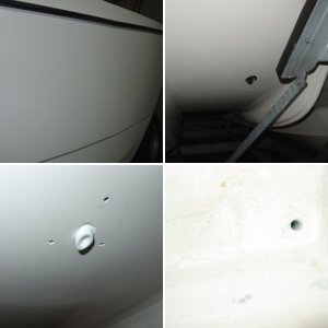 Plugged side drain holes.  Built bottom to drain to starboard corner.  Also fiberglassed between anchor locker and port/stbd lockers.