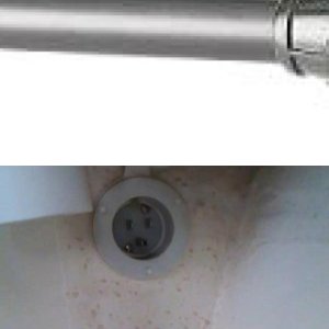 Shore power inlet, under starboard gunwale