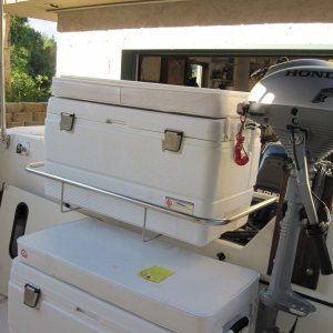 We like these 94qt igloos because of the cushions.  We use them for cockpit seating and storage.