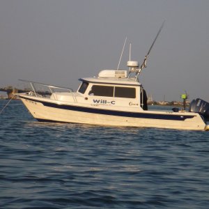 Media 'Will-C waiting for us to return from dinner at The Lobster House. Tides up by four feet full moon tonight, got to let out some more rode' in album 'Junior the Dink, anchored near the Cape May Coast Guard station. Great spot continuous boat traffic in a no wake zone. About  one mile dink ride to The Loster House Restaurant'