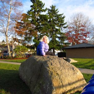 Aven loves the rocks at Pousbo's waterfront park