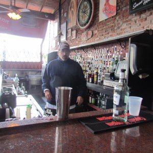Our bartender has not driven a car in 14 years. This guy is off the grid. He was funny.