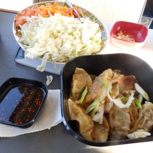 Media 'pot stickers and makings for stir fry' in album 'crab quesadillas'