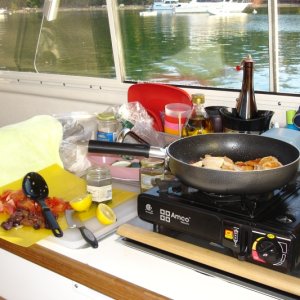 Media 'Messy galley with beautiful view!' in album 'crab quesadillas'