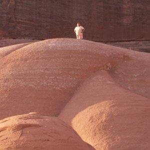Patty Atop the Navajo Sandstone at Rock Creek Canyon 9-19-08 - Another View