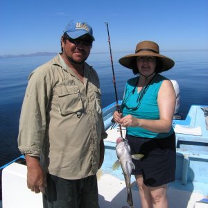 Ramon and Lori with one of her fish.