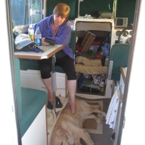 Kim with Sunshine anchored at Shallow Bay, Sucia 2014