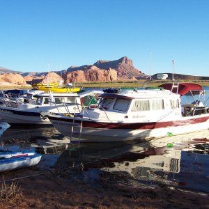In this photo is a C-Dory from California with no name showing and Daydream at Oak Canyon 9-25