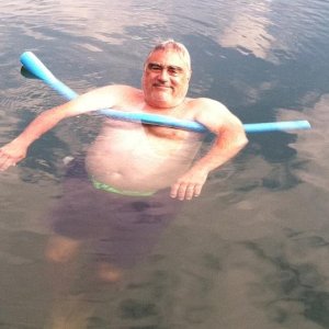 Media 'Pat Takes a Dip in Rimrock Lake - Like a Pool Full of Ice Cubes 9-8-11' in album 'Daydream on the Hard at Yakama Nation RV Park 9-6-11'