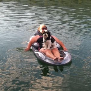 Baxter is Not Too Sure About This Whole Float Thingee