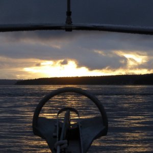 Sunset over San Juan Island Saturday afternoon