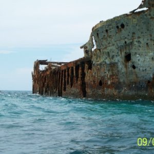 Wreck of the Sanpano. Great snorkling spot.  Millions of fish.