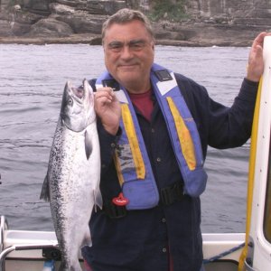 Media 'Pat with Coho 2 - Tatoosh Island - 8-11-07' in album 'Arch - Cape Flattery - 8-11-07'