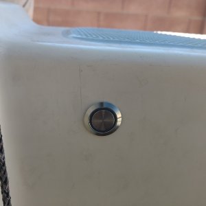 I had added those red LED cockpit lights awhile back, which I love, but the power switch is its own circuit on the main panel. So, today I added this supposedly, waterproof button in the cockpit. Now, as long as the circuit is on, I can turn the cockpit lights on and off from the comfort of my deck chair.