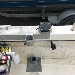 Davit mount #2, screw down port is for through bolt access.