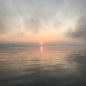 leaving Homer Harbor 7-7-19 Smoke on water Fire in sky?