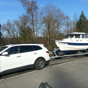 2013 Hyundai Sante Fe with 290hp V6 and 5000lbs towing capacity