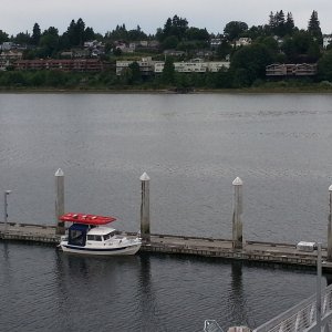 Percival Landing in Olympia with 14ft Kaboat on roof
