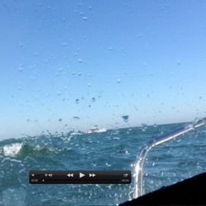 Media 'Sep 18, 2013. What a 4 footer looks like through the Marinaut windshield. This was a rough day on Long Island Sound.  Significant wave height was 2.5 to 3 feet, with maximum wave height to 4 feet.  Infrequently, we saw rogue waves of 5 to 6 feet.  LI Sound was like this nearly the entire 2013 season as short term, alternating cold and warm fronts whipsawed the Eastern Seaboard.  The issue with LI Sound is not just the wave heights, but we have major tidal flows and two rivers to contend with that at times can create confused seas.' in album '"Betty Ann" at Anacortes Slip J32'