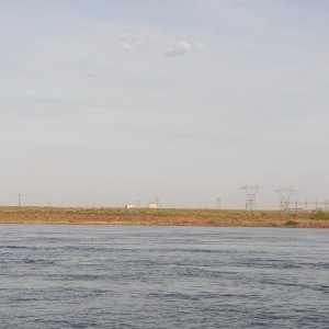 Media 'There is the dome of the old Hanford reactor.  No mushroom cloud today.' in album 'I pulled into the launch site in Richland only to find out that a boat show was starting in the morning.  There were at least 50 shiny new boats at the park.  I was told to get to the launch early and there would not be a problem.'