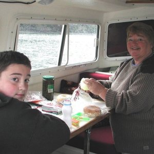 Media 'Austin and Patty in Cabin, 6-22-03' in album 'Active Cove, Patos Island, 6-7-03'