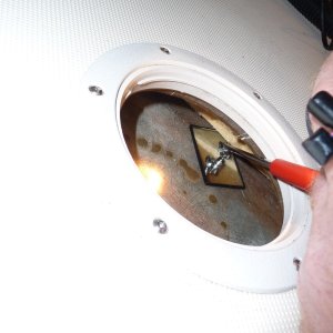 2A Mirror to view the underside of  the 2"x2" cedar midship beam