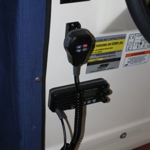 Radio installed in the helm.