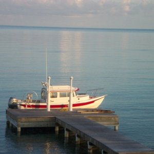 Hunky Dory likes her new dock and boat lift.  We woke up early the first morning to make sure she was still there.  :-)