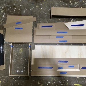 011 made a cut list (there\'s also a V-birth wedge, a throttle area corral, a galley counter top corral and the fridge shelf in there)