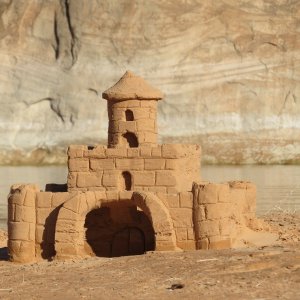 Our campsite in Rock Creek Bay came with a sandcastle on the beach.