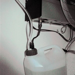 Wallas fuel jug below heater.