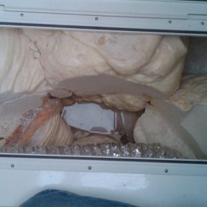 extreme bow access hatch with the "Cape Cruiser" infamous water.  Looks like whale intestines.  The water looks like a mirror in this pic.