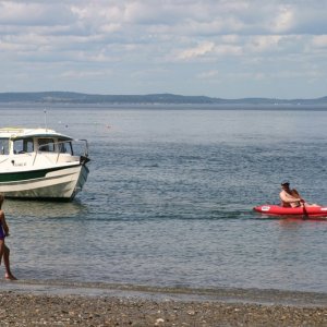 In case anyone was wondering:  you CAN tow a C-Dory with a kayak!